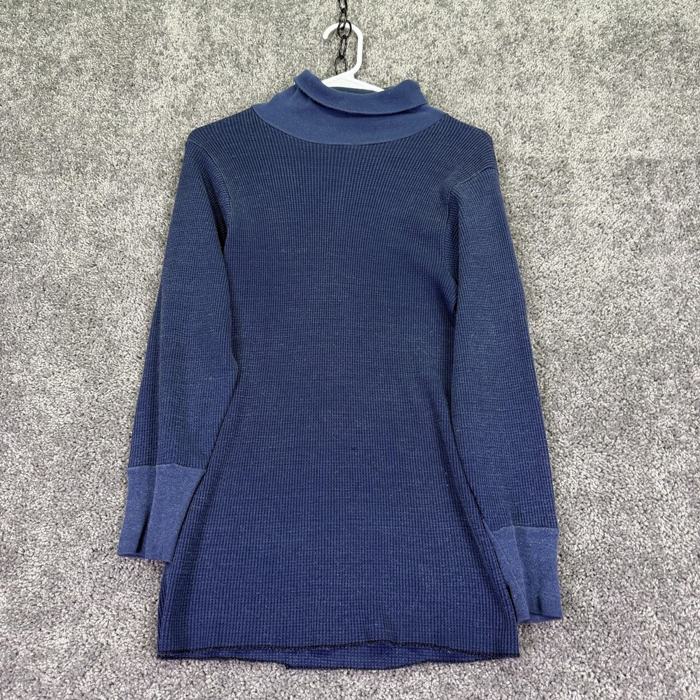 Vtg Fruit Of The Loom Shirt Mens Small Blue Thermal Long Johns Waffle Knit